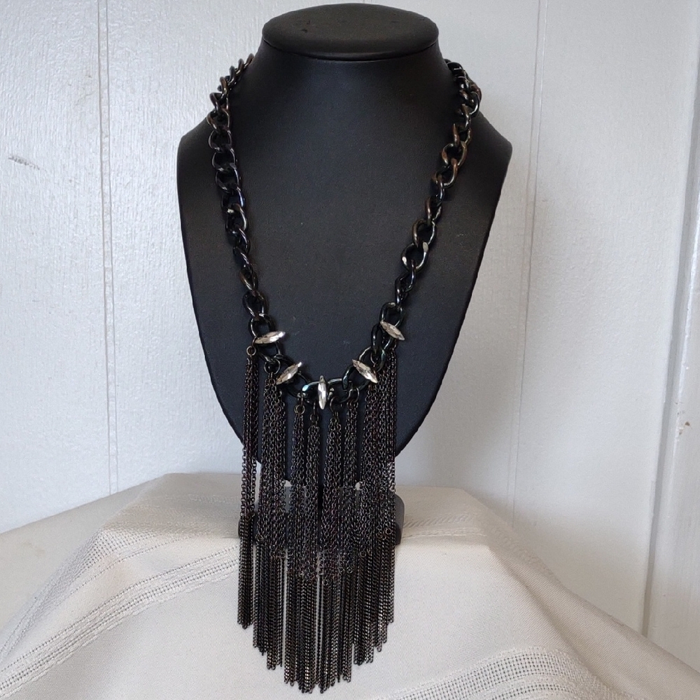 Gorgeous Oil Slick Color Chain Tassel Necklace